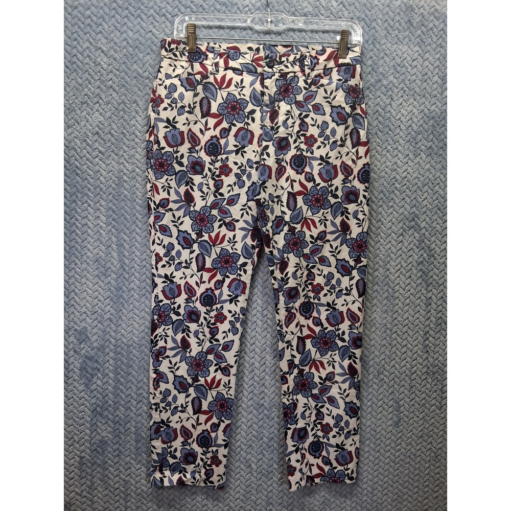 Gap Khakis Slim City Floral Paisley Ankle Pants Blue Burgundy White Size 0R